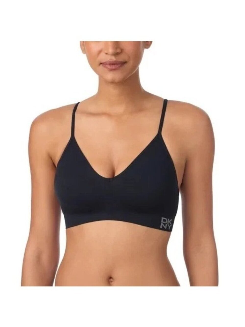 NWT DKNY Women's M 2-Pack Seamless Bra Black Cream F1243 - Picture 1 of 10